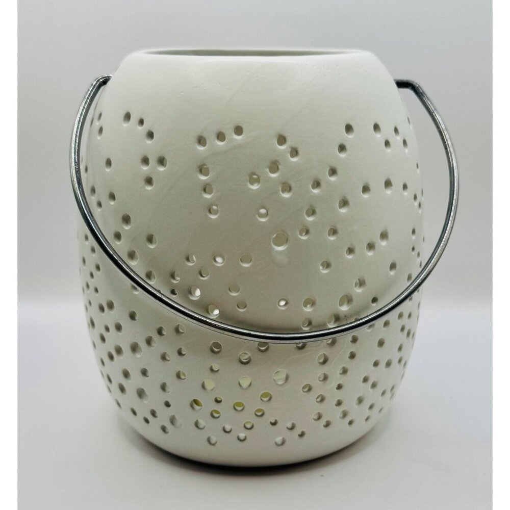 6" frosted snowflake lantern white  led light shine home decor